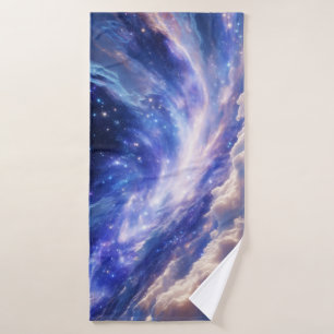 Cosmic Dreamscape: Swirling Nebula & Starry Night Bath Towel