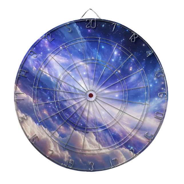 Cosmic Dreamscape: Swirling Nebula & Starry Night Dartboard (Front)