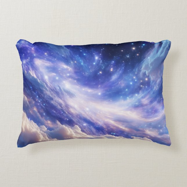 Cosmic Dreamscape: Swirling Nebula & Starry Night Decorative Cushion (Front)