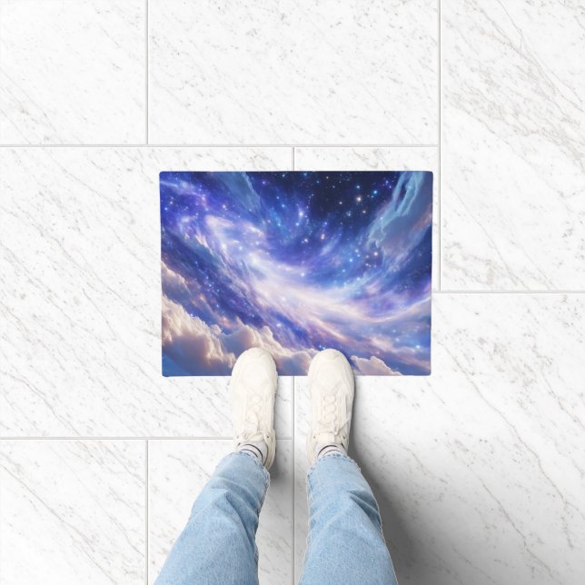 Cosmic Dreamscape: Swirling Nebula & Starry Night Doormat (Indoor)