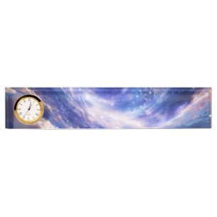 Cosmic Dreamscape: Swirling Nebula & Starry Night Nameplate