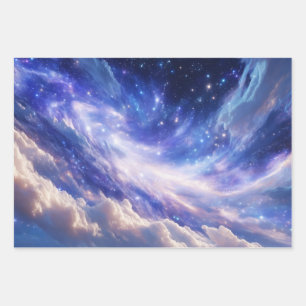 Cosmic Dreamscape: Swirling Nebula & Starry Night Wrapping Paper Sheet
