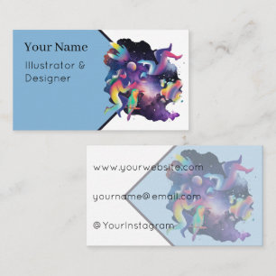Cosmic Dreamscape with Floating Souls and Bird Business Card
