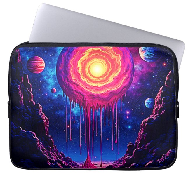 Cosmic Dripping Planet Art Laptop Sleeve (Front)