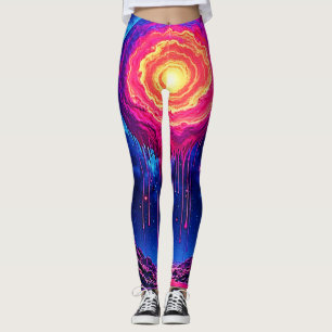Cosmic Dripping Planet Art Leggings