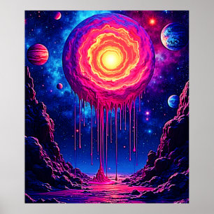 Cosmic Dripping Planet Art Poster