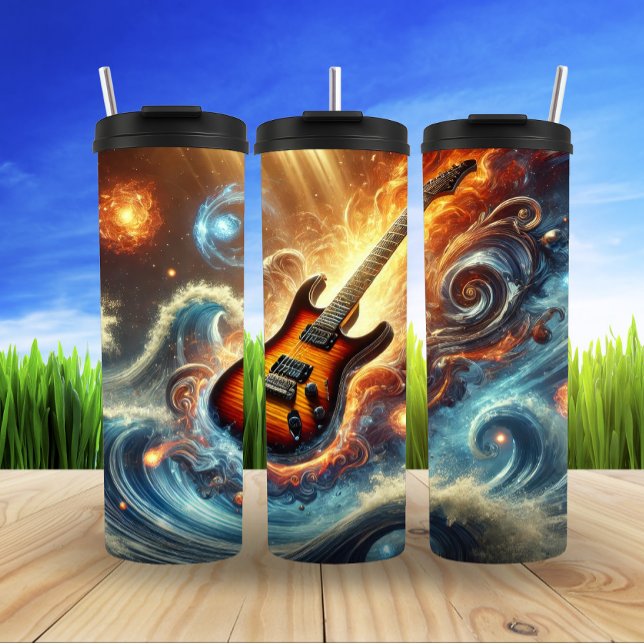 Cosmic Electric Guitar Fire Vortex Thermal Tumbler (Creator Uploaded)
