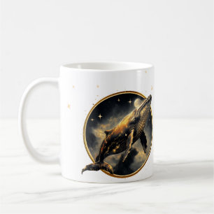 Cosmic elegance, the golden, black whale coffee mug