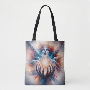 Cosmic Energy Embraced by Hands Tote Bag
