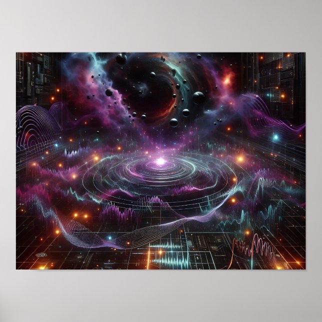 Cosmic Energy Waves And Pulses Sci-fi Space Poster (Front)
