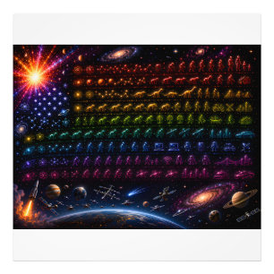 Cosmic Evolution American Flag Big Bang to Human Photo Print