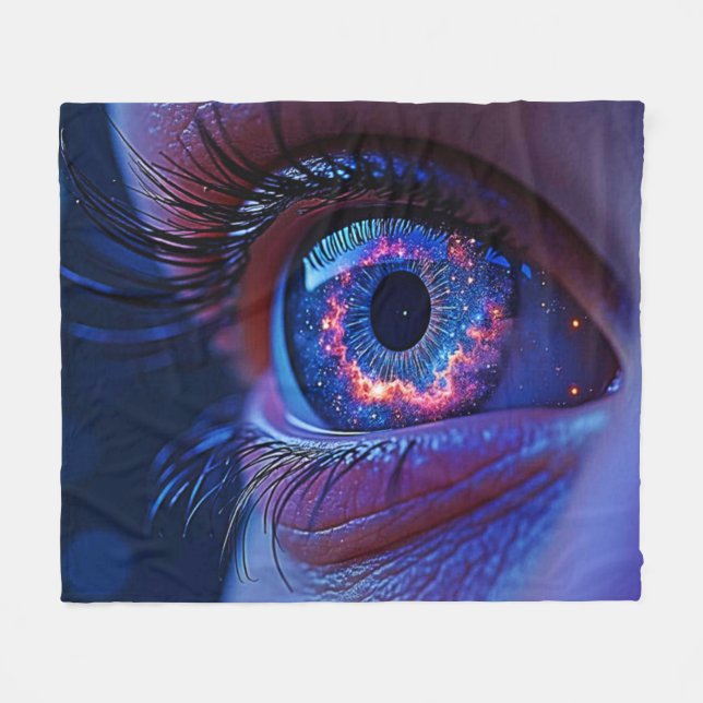 Cosmic Eye Starlight Gaze Fleece Blanket (Front (Horizontal))