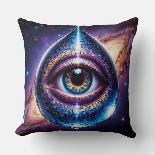 Cosmic Eye Within Teardrop Shaped Galactic Disco Cushion (Front)