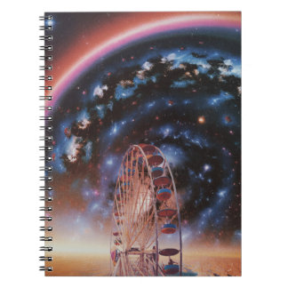 Cosmic Ferris Wheel Under a Neon Galaxy Notebook