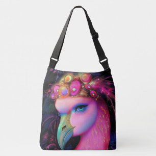 Cosmic Flamingo Queen Crossbody Bag