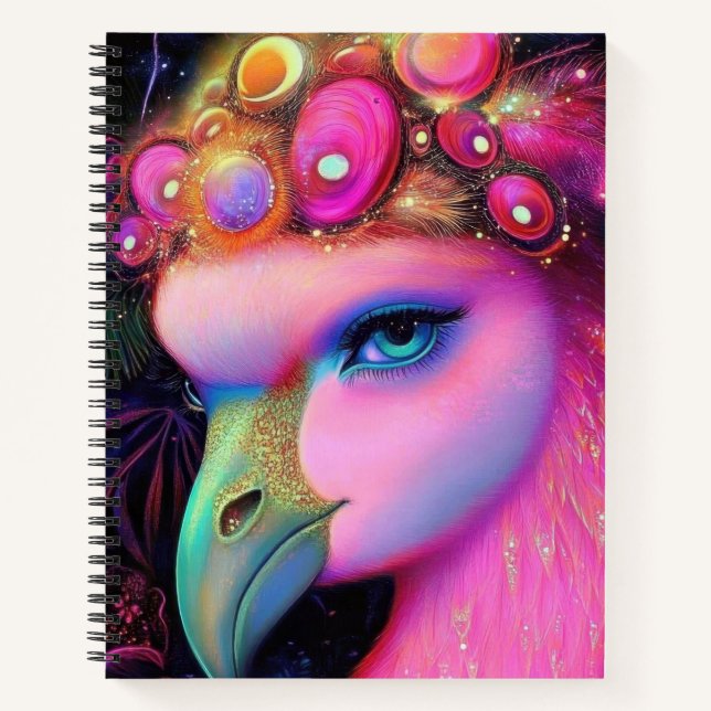 Cosmic Flamingo Queen Notebook (Front)