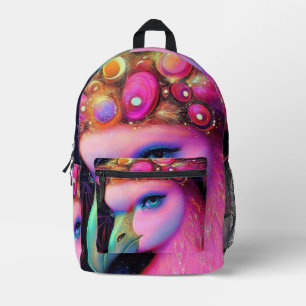 Cosmic Flamingo Queen Printed Backpack