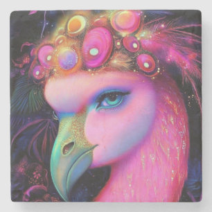 Cosmic Flamingo Queen Stone Coaster