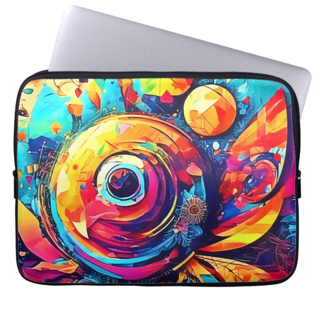  Cosmic Floral Fusion Laptop Sleeve (Front)