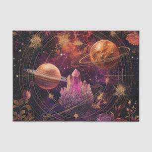 Cosmic Floral Planet Purple Nebula Space Tissue Paper