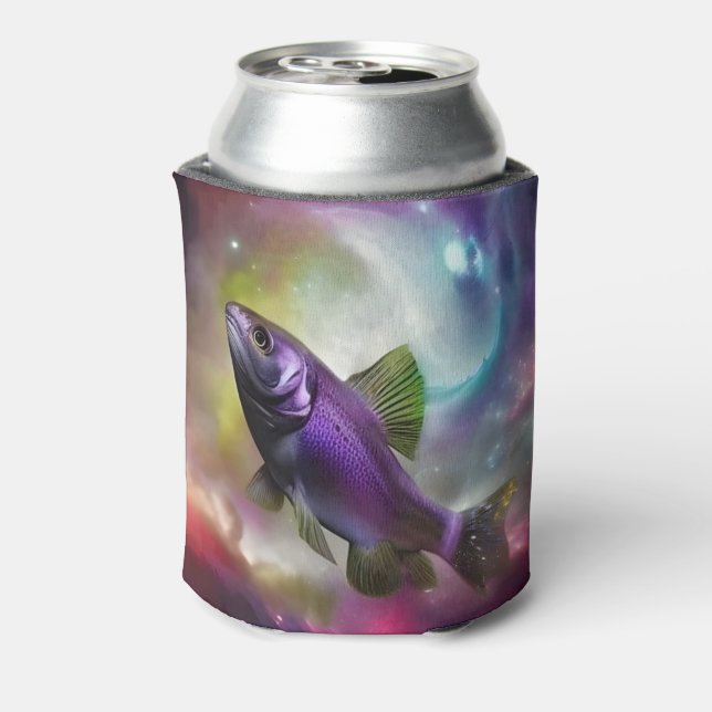 Cosmic Flying Fish AI Fantasy Digital Art Print  Can Cooler (Can Back)