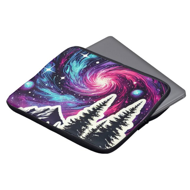 Cosmic Forest: Galaxy Meets Nature Laptop Sleeve (Front Top)
