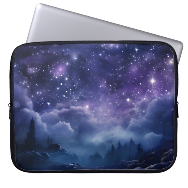 Cosmic Forest Night Sky Laptop Sleeve (Front)