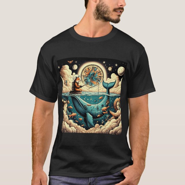 Cosmic Fox â€“ Fishing in Time T-Shirt (Front)