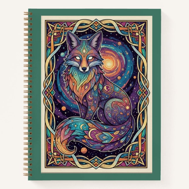 Cosmic Fox Galaxy Zentangle Spirit Journal (Front)