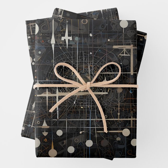 Cosmic Fusion – Planets & Neutrons Wrapping Paper Sheet (In situ)