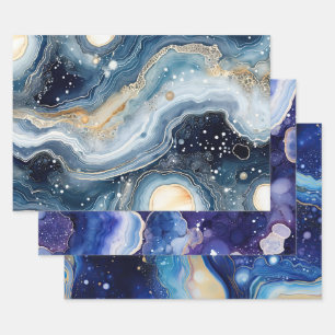 Cosmic Galaxy Abstract with Swirling Starfield Wrapping Paper Sheet