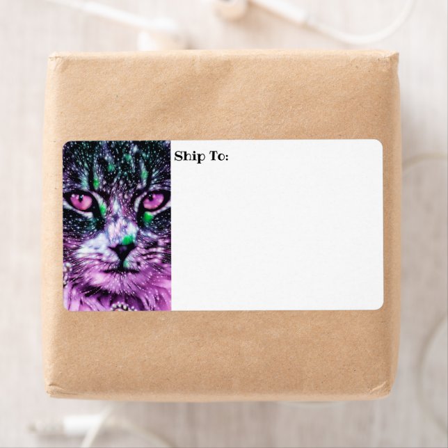 Cosmic Galaxy Cat Starry Skies Purple And Green (Insitu)