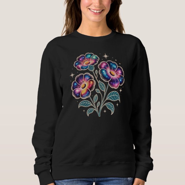 Cosmic Galaxy Floral Women's Sweatshirt (Front)