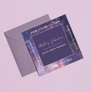 Cosmic Galaxy Futuristic Modern Social Media Cute Square Business Card