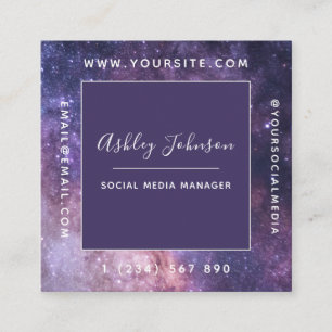 Cosmic Galaxy Futuristic Modern Social Media Night Square Business Card