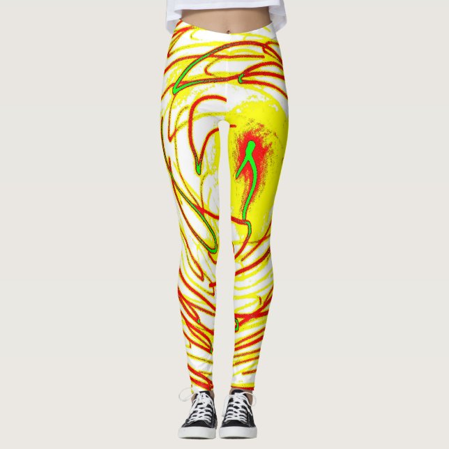 Cosmic Galaxy Leggings – Neon Space Art Pattern (Front)
