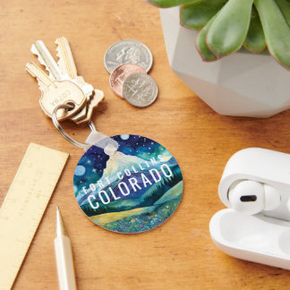 Cosmic Galaxy Mountain Watercolor Tourist Travel  Key Ring