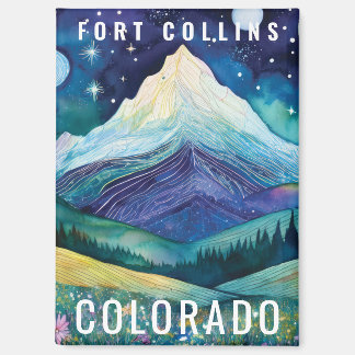 Cosmic Galaxy Mountain Watercolor Tourist Travel Magnet