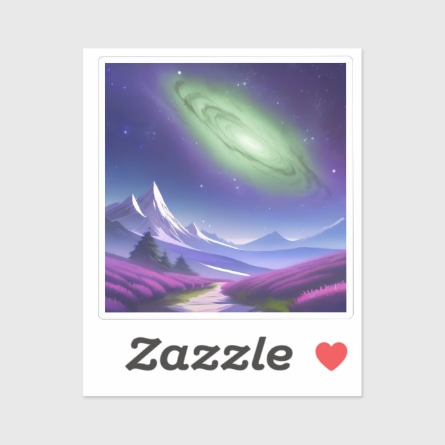 Cosmic Galaxy Mug – Green Nebula Over Purple Mount (Sheet)