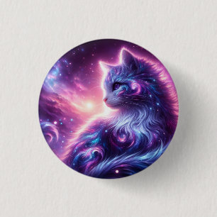 Cosmic Galaxy Mystical Feline Celestial 3 Cm Round Badge