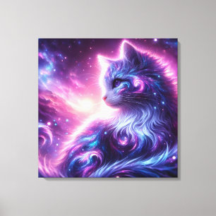 Cosmic Galaxy Mystical Feline Celestial Canvas Print