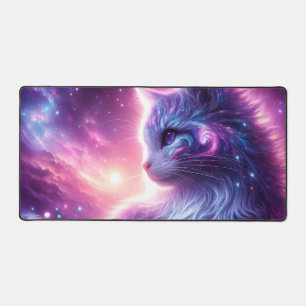 Cosmic Galaxy Mystical Feline Celestial Desk Mat