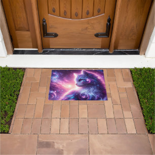 Cosmic Galaxy Mystical Feline Celestial Doormat