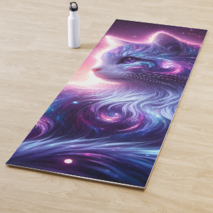 Cosmic Galaxy Mystical Feline Celestial Yoga Mat