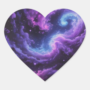 Cosmic Galaxy Nebula Abstract Space Art Design Heart Sticker