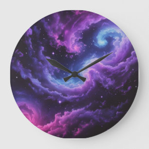 Cosmic Galaxy Nebula Abstract Space Art Design Large Clock