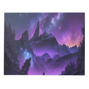 Cosmic Galaxy Night Sky Purple Sci-Fi Spiral Notepad
