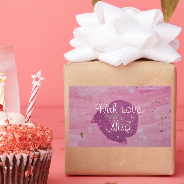 Cosmic Galaxy Pink Watercolor Birthday Rectangular Sticker (Party)