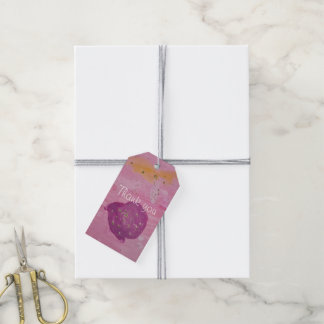 Cosmic Galaxy Pink Watercolor Birthday Square Gift Tags