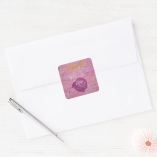 Cosmic Galaxy Pink Watercolor Birthday Square Sticker